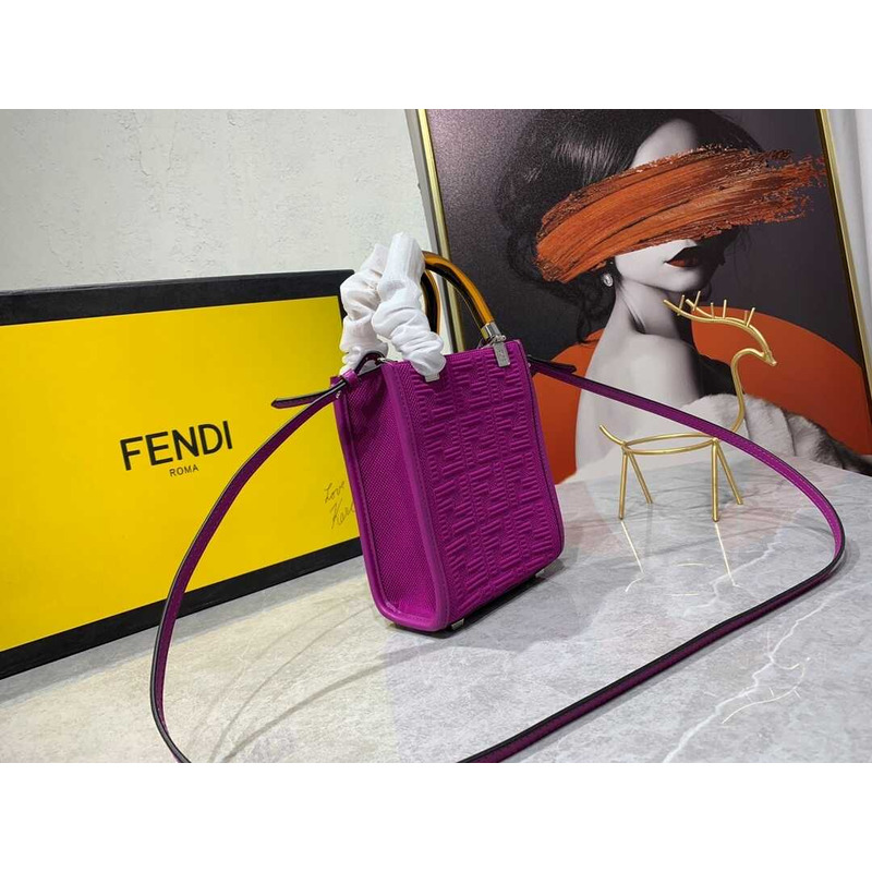 F**di purple mesh sunshine mini crossbody tote bag