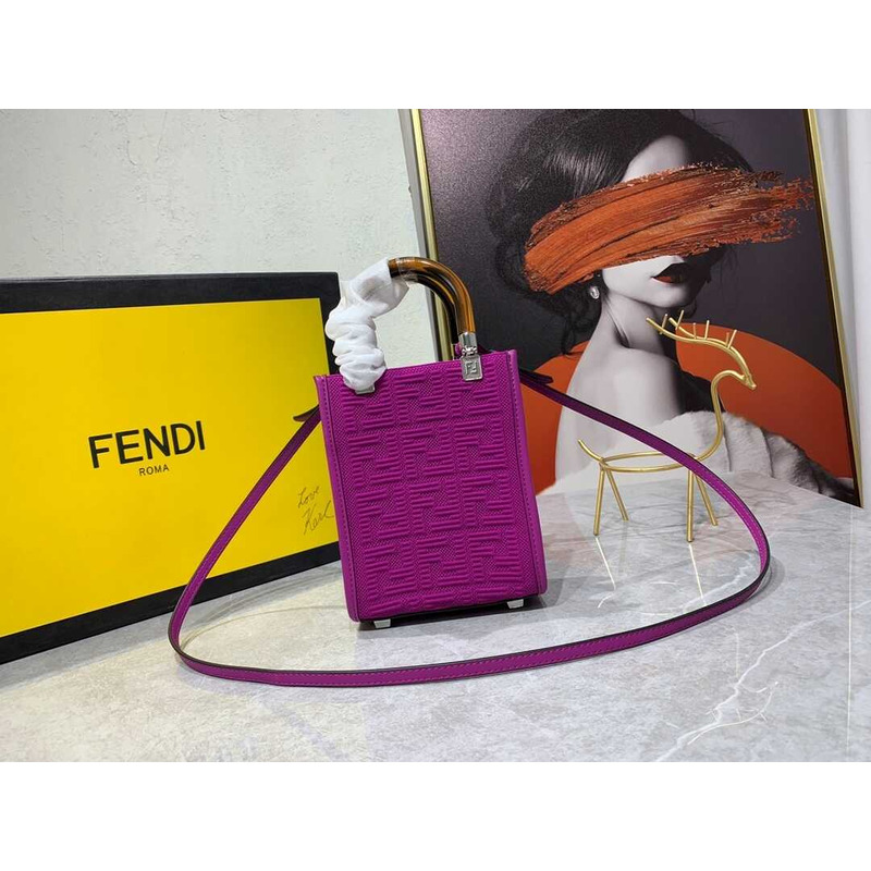 F**di purple mesh sunshine mini crossbody tote bag