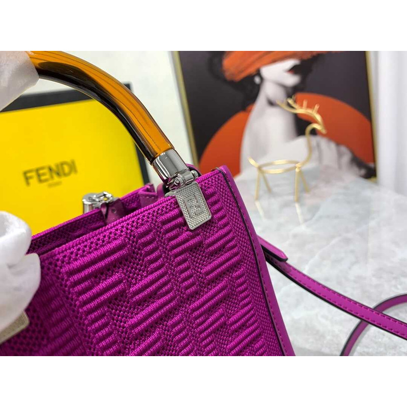 F**di purple mesh sunshine mini crossbody tote bag