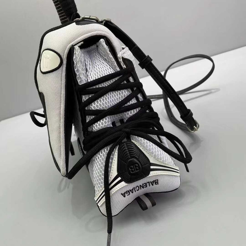 Ba*len*cia*ga sneakerhead top handle tote black and white