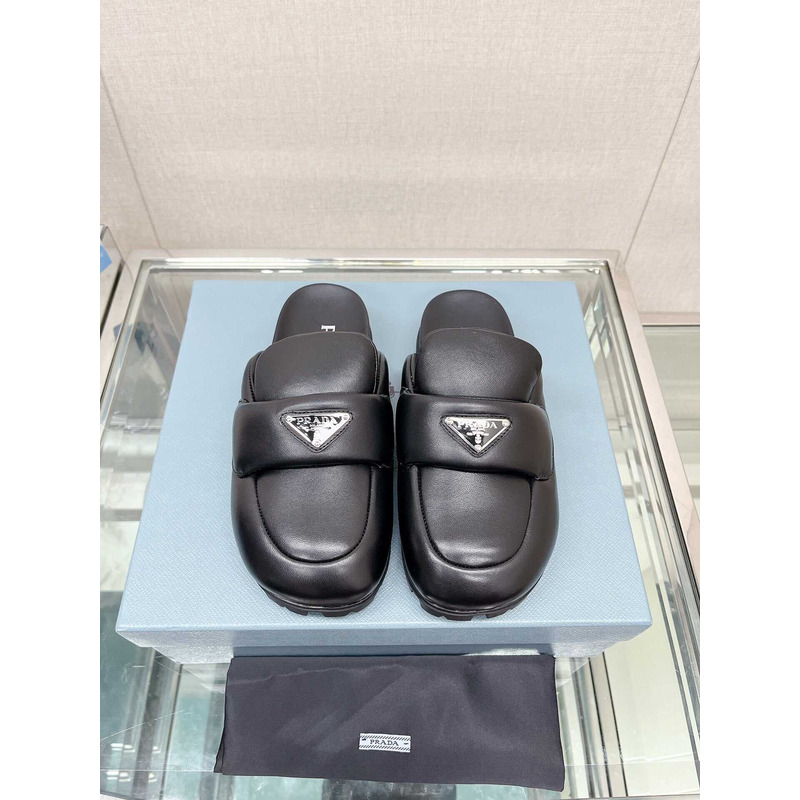 Pra*a soft padded nappa leather sandals black