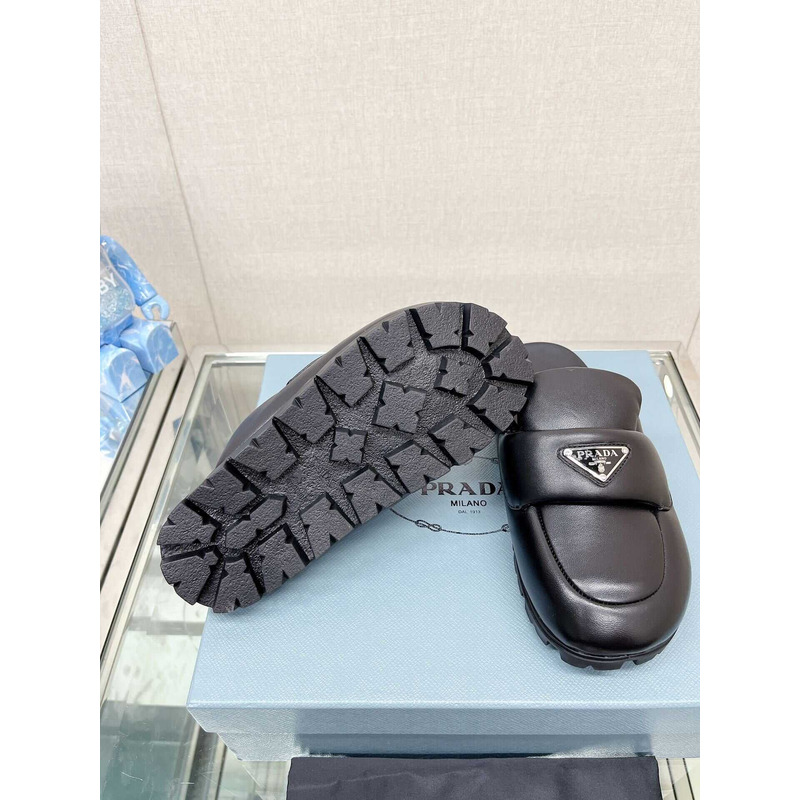 Pra*a soft padded nappa leather sandals black