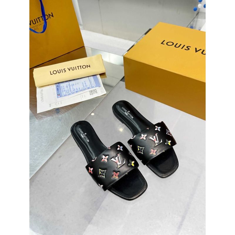 l**is V*t*n revival flat mule slides black