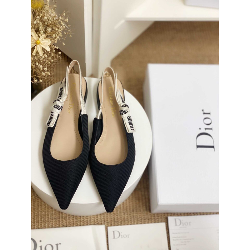 D*or black canvas j\''aD*or ribbon pointed toe slingback flats