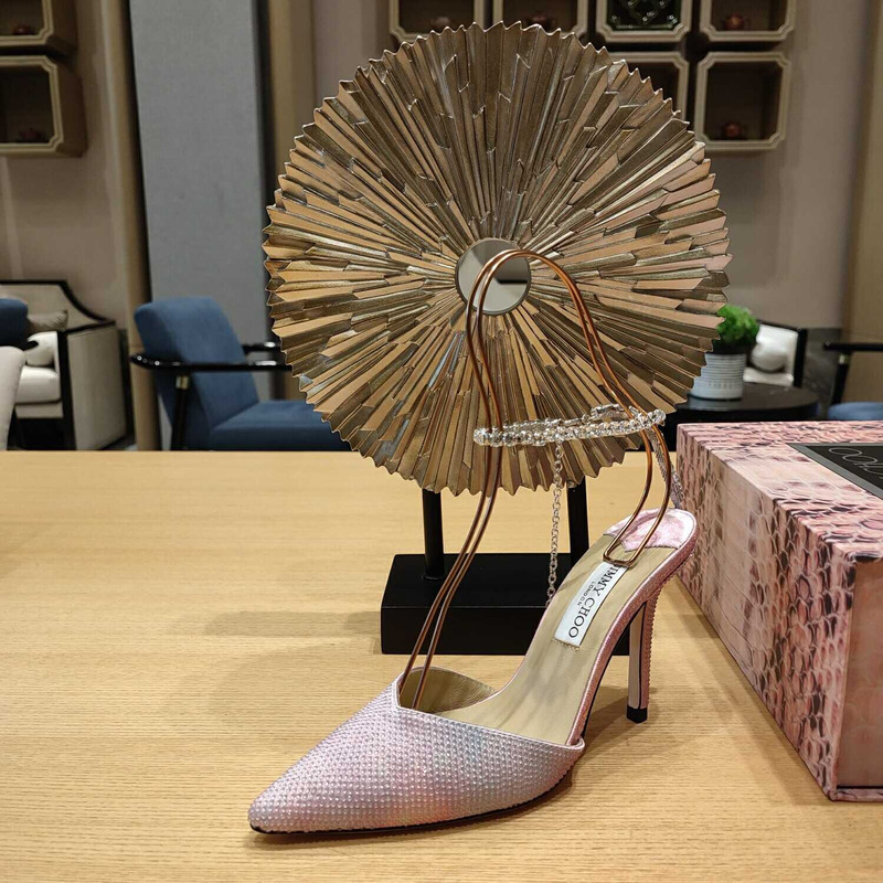 Jimmy Choo Saeda 100 Glitter Plexi & Leather Pump Pink