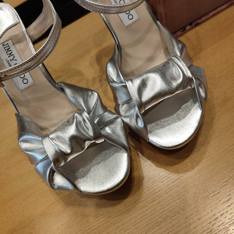 Jimmy Choo Heloise 120mm Open Toe Sandals Silver