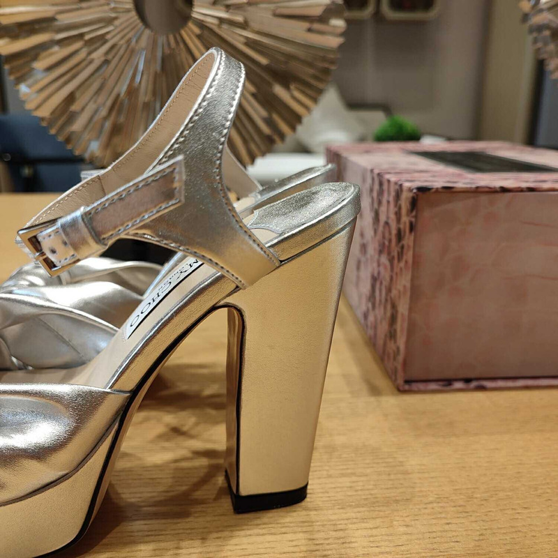 Jimmy Choo Heloise 120mm Open Toe Sandals Silver