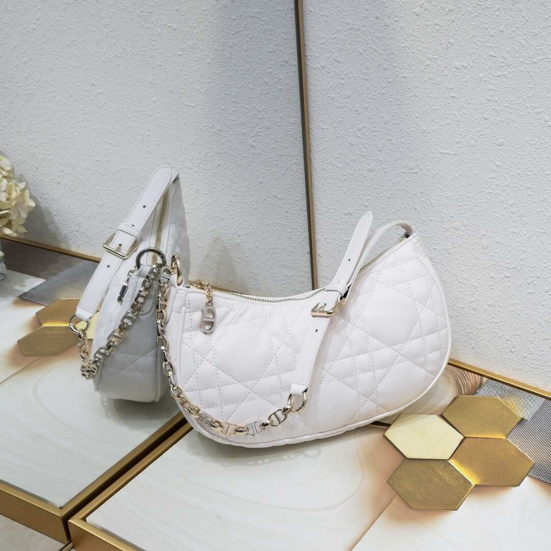 D*or soft leather quilted hobo bag white