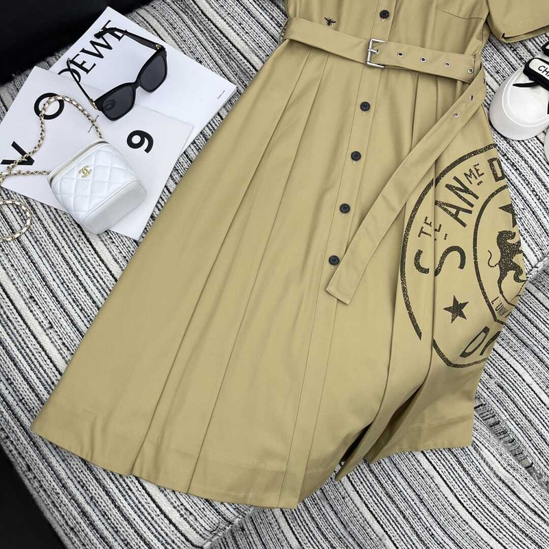 D*or dress with belt cotton beige