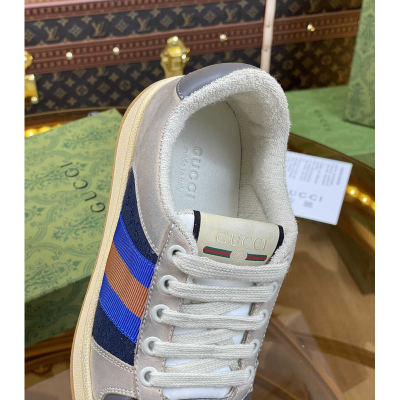 G*u*i screener sneaker beige/blue leather and gg canvas