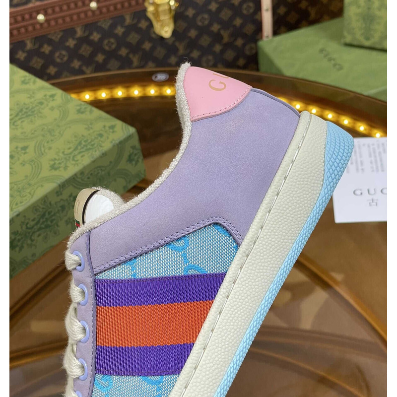 G*u*i screener lace-up sneakers purple and blue