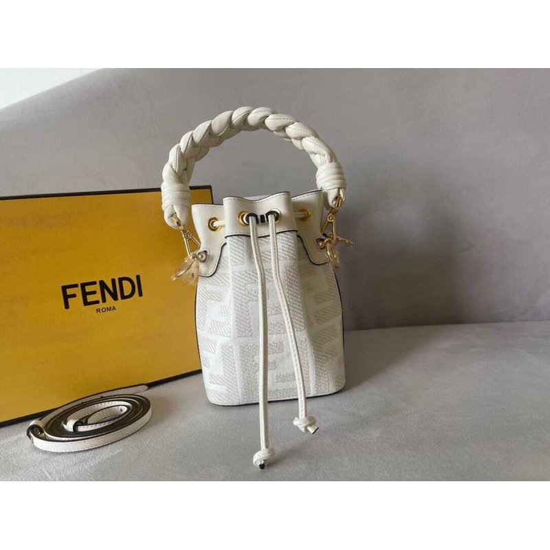 F**di mon tresor ff canvas mini bag white