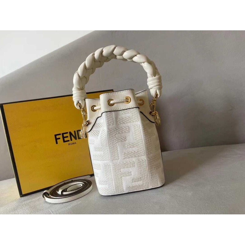 F**di mon tresor ff canvas mini bag white