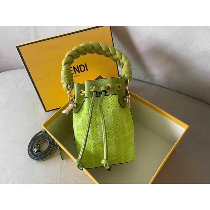 F**di mon tresor ff canvas mini bag lime green