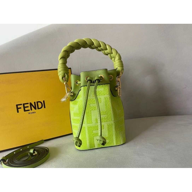 F**di mon tresor ff canvas mini bag lime green