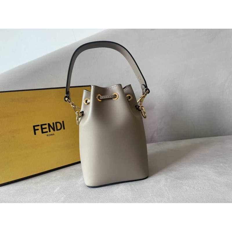 F**di mon tresor leather mini bag grey brown