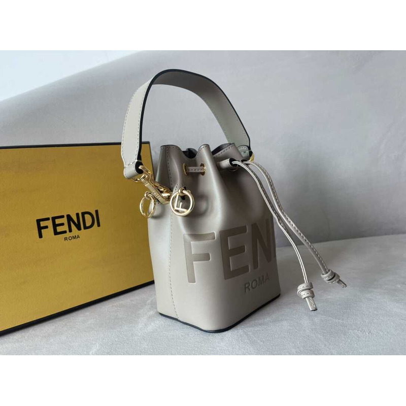 F**di mon tresor leather mini bag grey brown