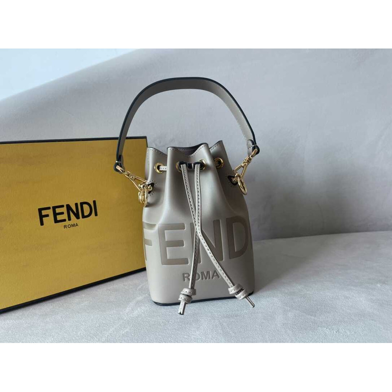 F**di mon tresor leather mini bag grey brown