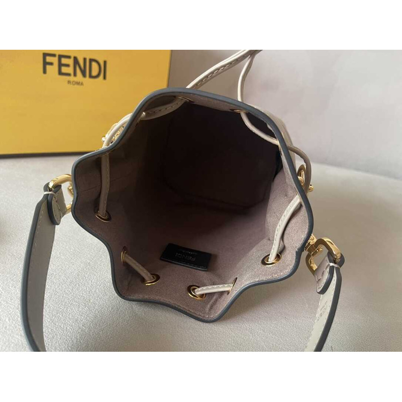 F**di mon tresor leather mini bag grey brown