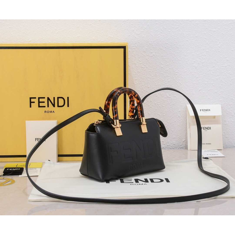 F**di by the way mini leather small boston bag black