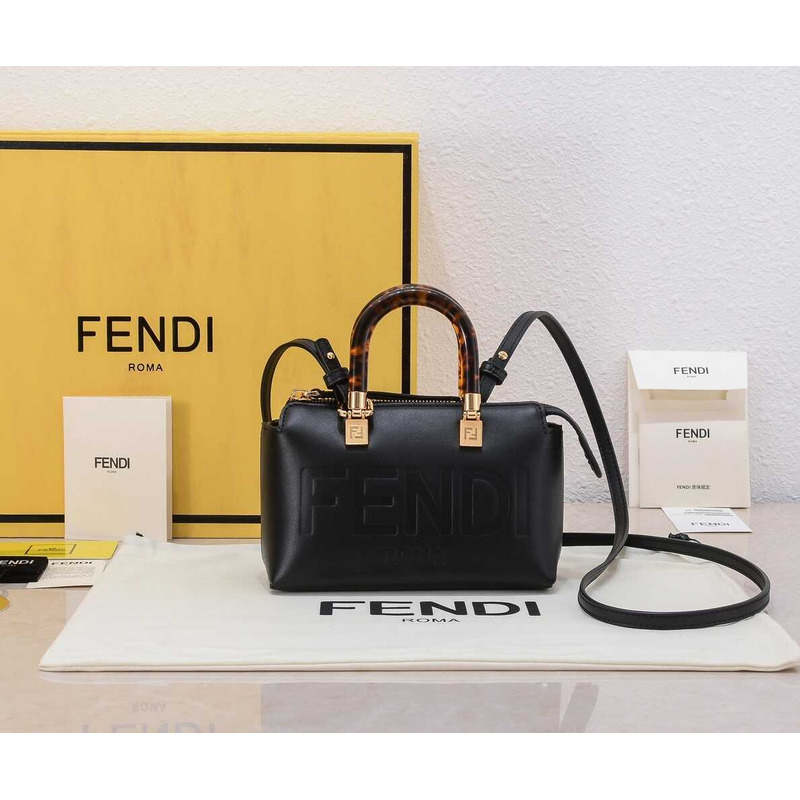 F**di by the way mini leather small boston bag black