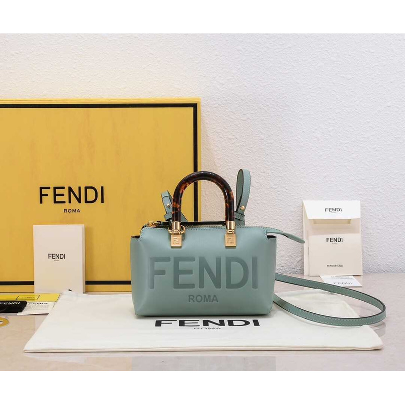 F**di by the way mini leather small boston bag green