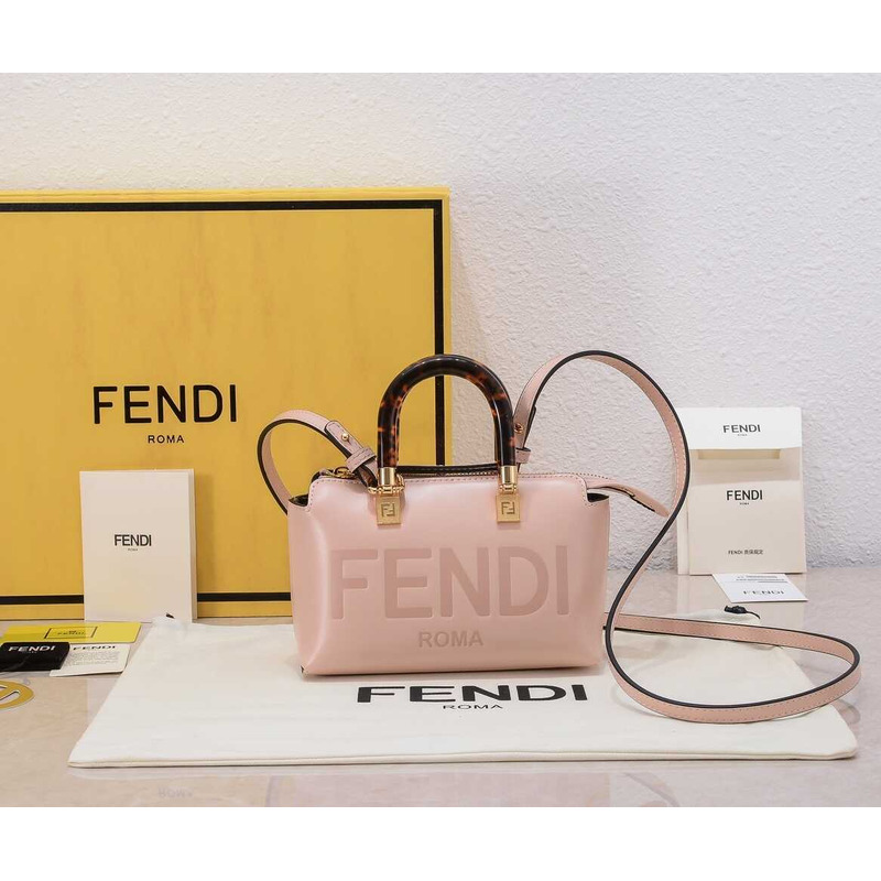 F**di by the way mini leather small boston bag light pink