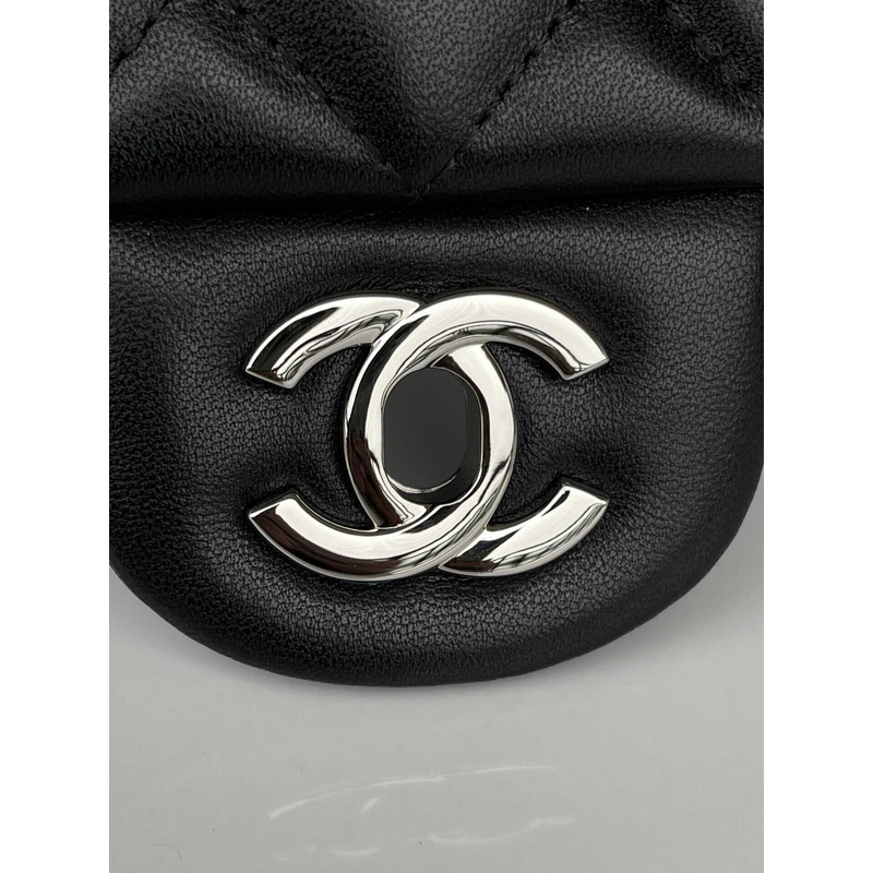 Ch*el lamskin mini silver hardware