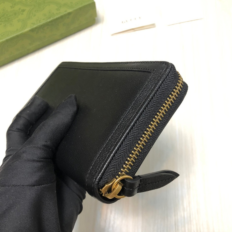 G*u*i  diana continental zip around leather wallet black