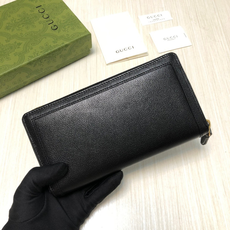 G*u*i  diana continental zip around leather wallet black