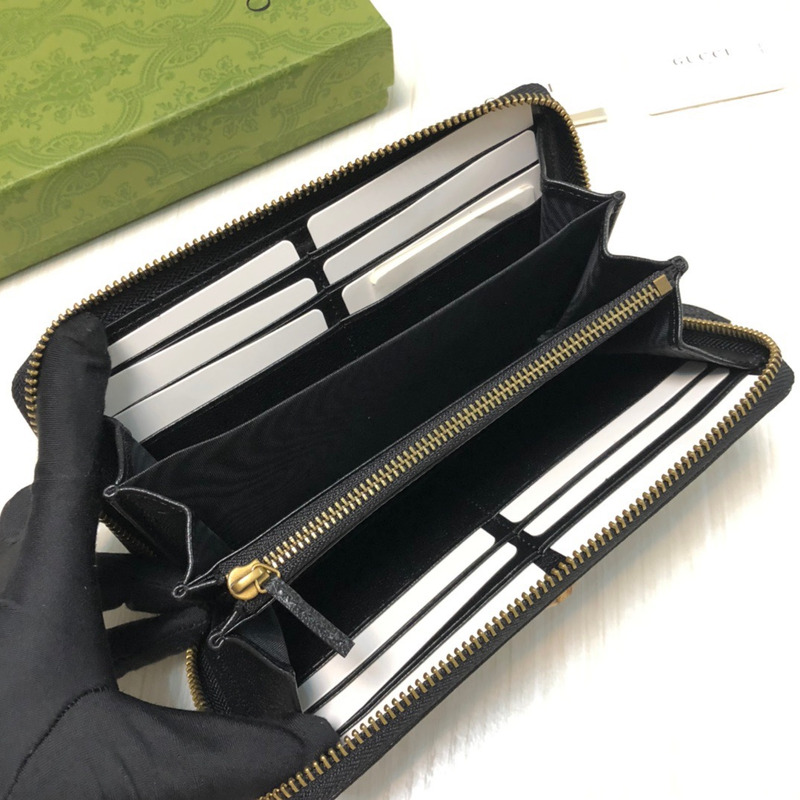 G*u*i  diana continental zip around leather wallet black