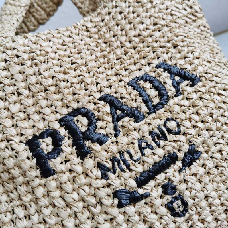 Pra*a large raffia tote bag tan