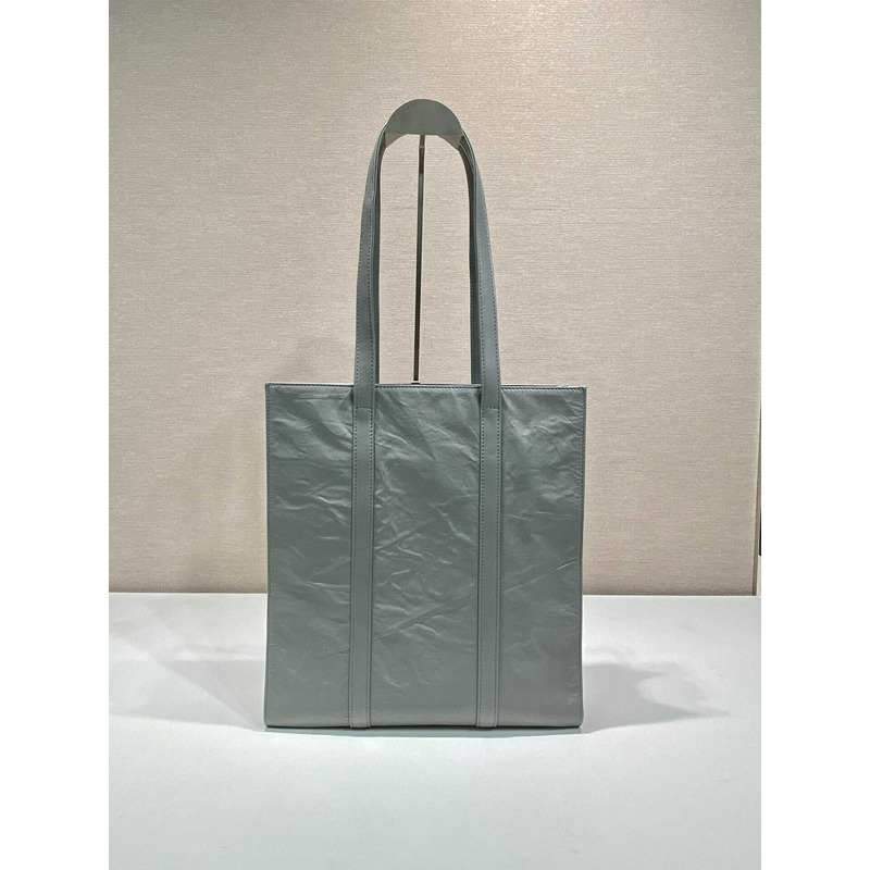 Pra*a logo-plaque tote bag gray