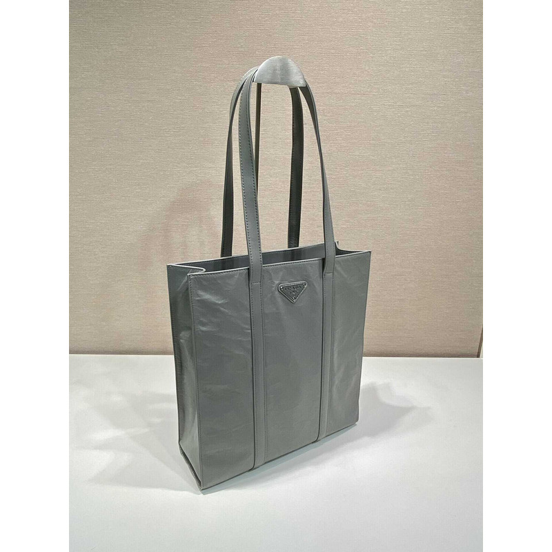 Pra*a logo-plaque tote bag gray