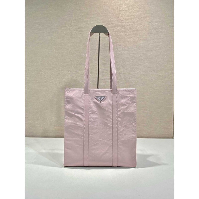 Pra*a logo-plaque tote bag pink