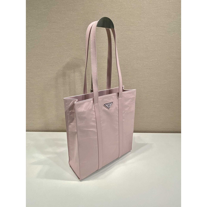 Pra*a logo-plaque tote bag pink