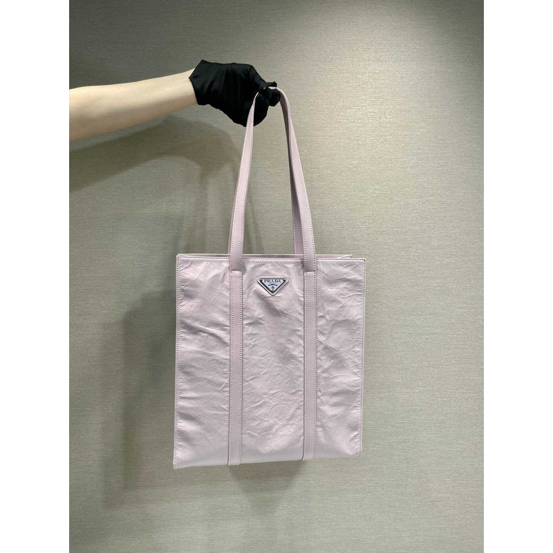 Pra*a logo-plaque tote bag pink