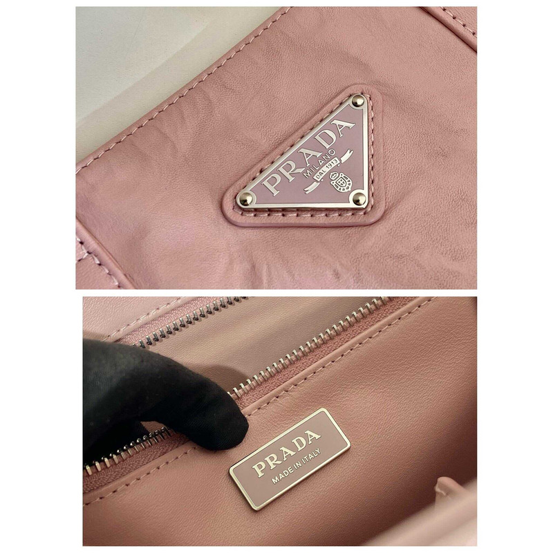 Pra*a logo-plaque tote bag pink