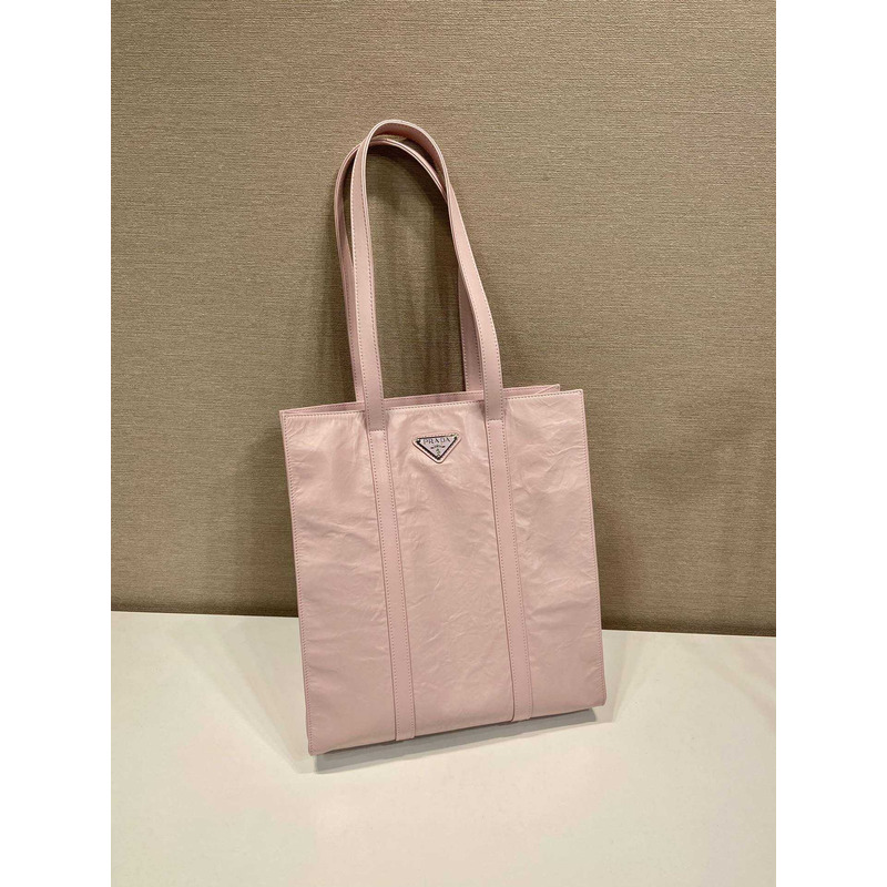 Pra*a logo-plaque tote bag pink