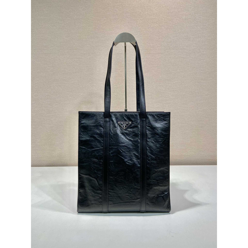 Pra*a logo-plaque tote bag black