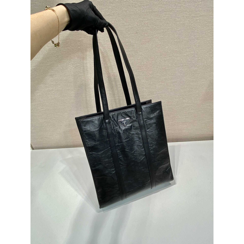 Pra*a logo-plaque tote bag black