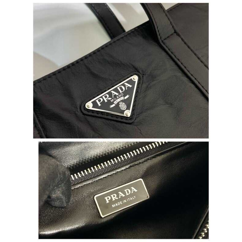 Pra*a logo-plaque tote bag black