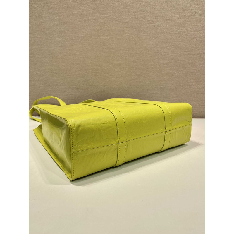 Pra*a logo-plaque tote bag yellow