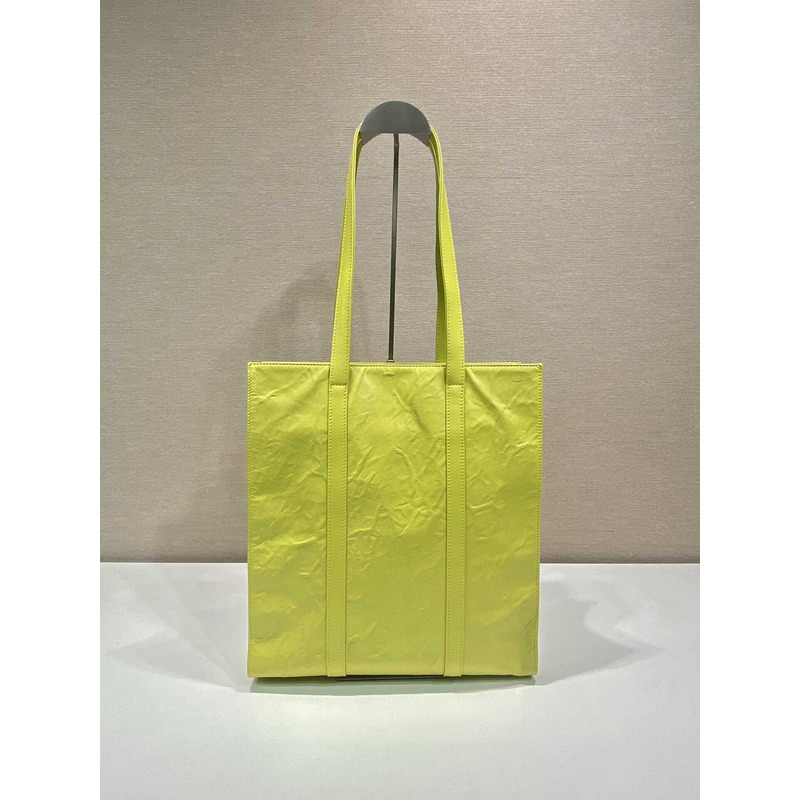 Pra*a logo-plaque tote bag yellow