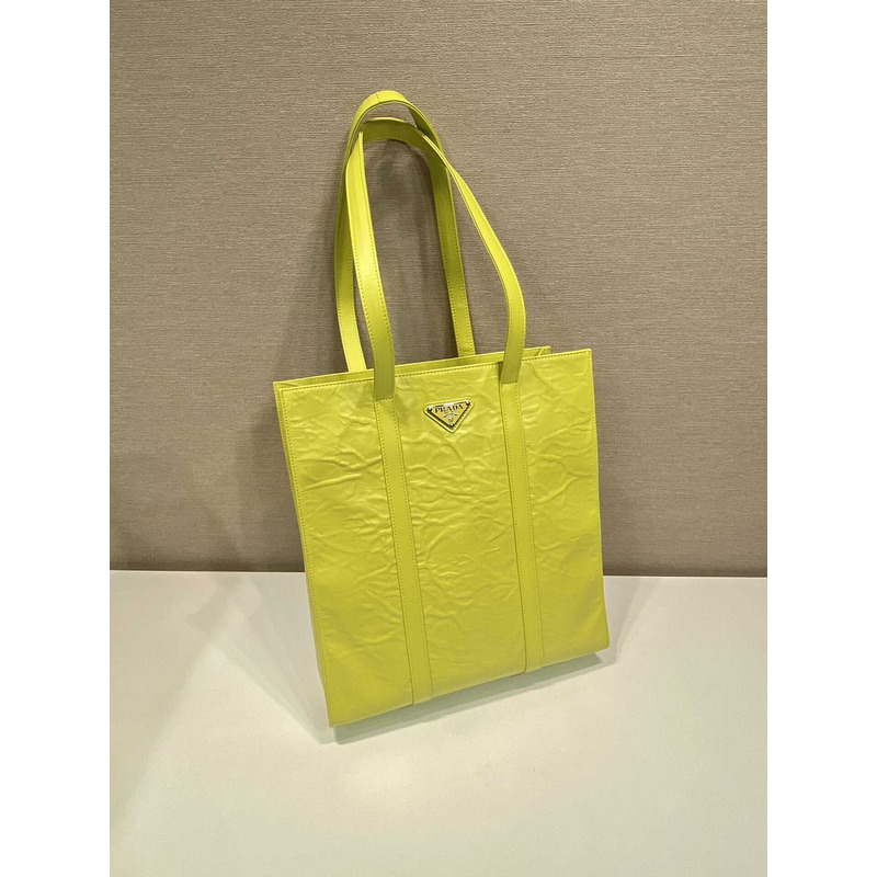 Pra*a logo-plaque tote bag yellow