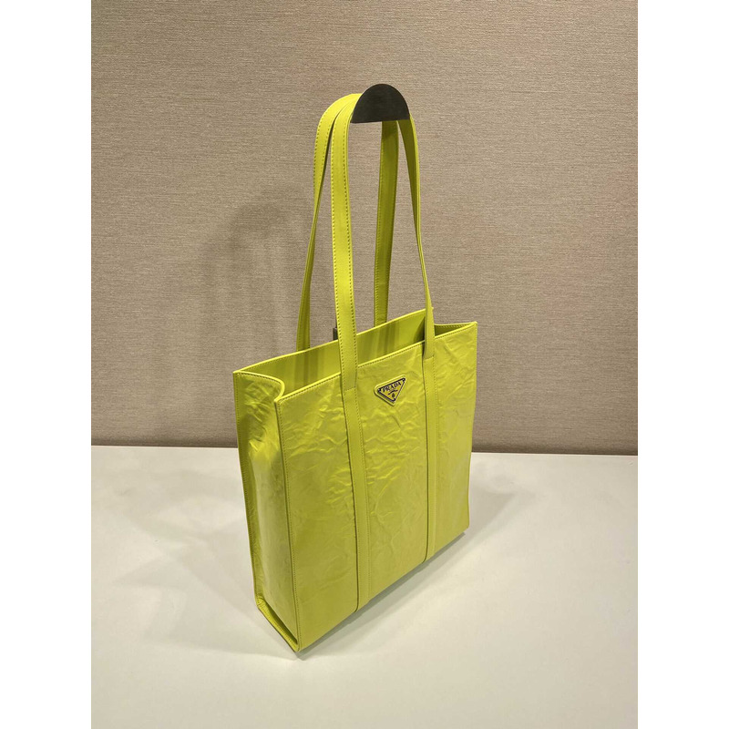 Pra*a logo-plaque tote bag yellow