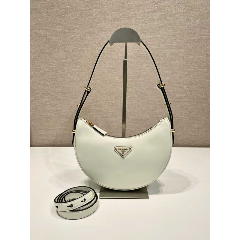 Pra*a leather shoulder bag white