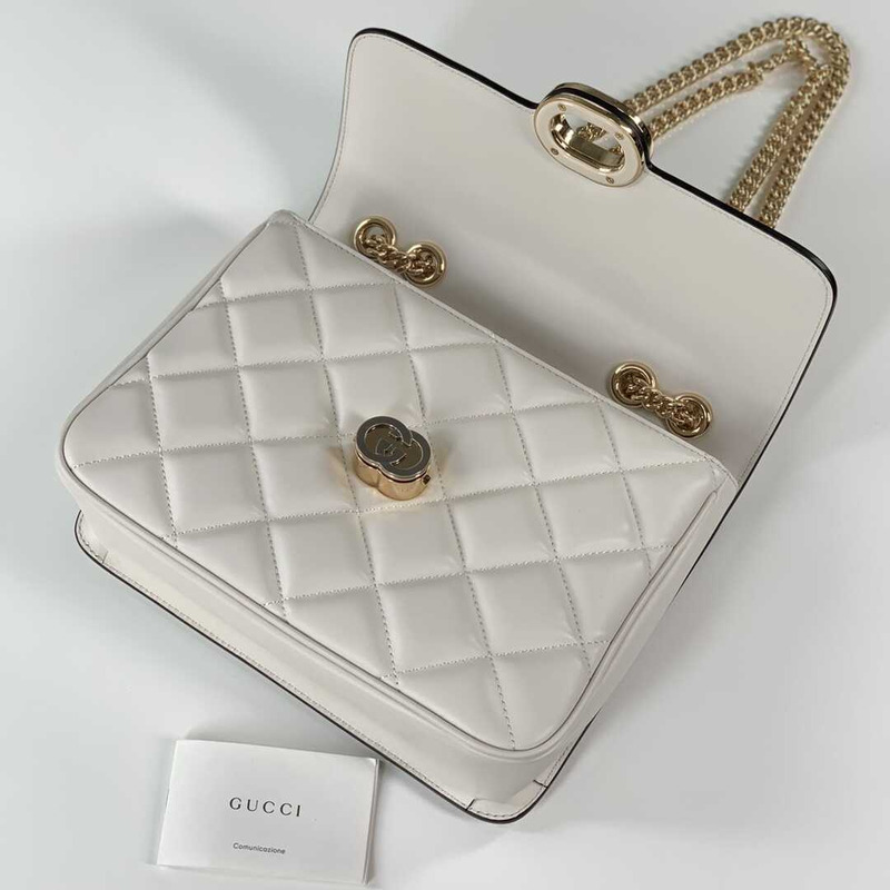 G*u*i deco small shoulder bag white