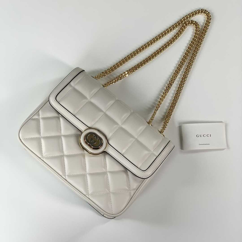 G*u*i deco small shoulder bag white