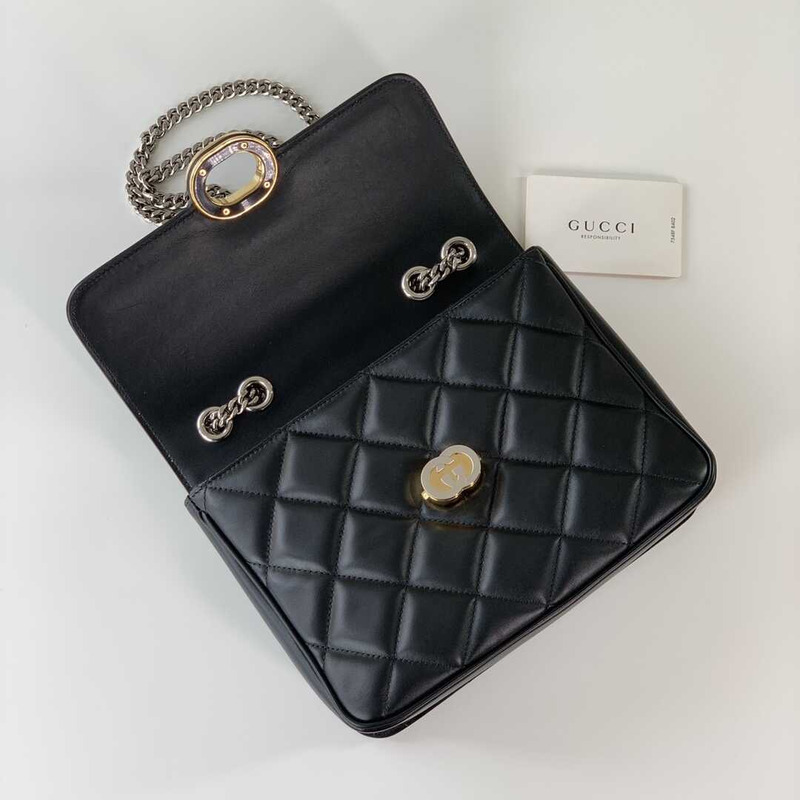 G*u*i deco small shoulder bag black